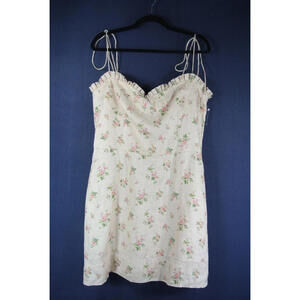 NEW Reformation Andie Mini Dress Linen Penelope Pink flora Size 12 #D5392